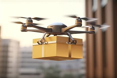 Premium AI Image | Delivering drone in big city modern delivery service