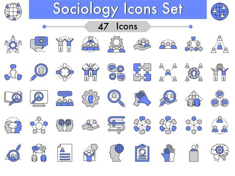 Blue And White Set Of Sociology Flat Icons. 24482118 Vector Art at Vecteezy