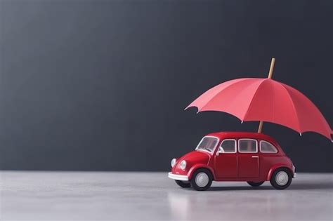 Premium AI Image | toy Umbrella and toy car with copy space Car protection and insurance concept