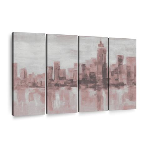 Misty Day In Manhattan Pink Gray Wall Art | Painting | by Silvia Vassileva