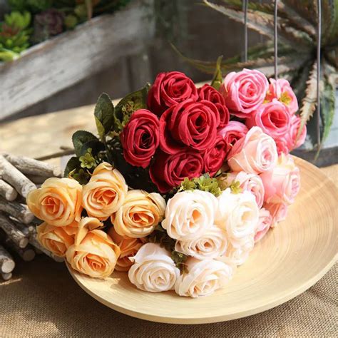 Aliexpress.com : Buy High Quality Silk Artificial Flowers Bouquet For Home Wedding Decor 6 Heads ...