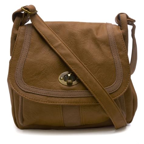 Shop Camel Leather Trim Saddle Bag - Free Shipping On Orders Over $45 - Overstock.com - 7917636