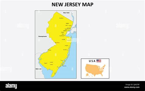 New Jersey Map. State and district map of New Jersey. Political map of New Jersey with the major ...