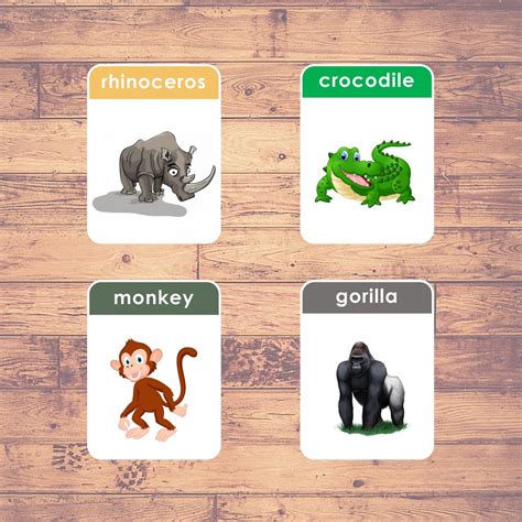 WILD ANIMALS - Flashcards | Montessori | Educational | Learning | (41 Cards) - LifeLoLo