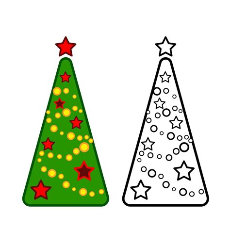 Christmas tree, vector line icons on a white background, coloring ...