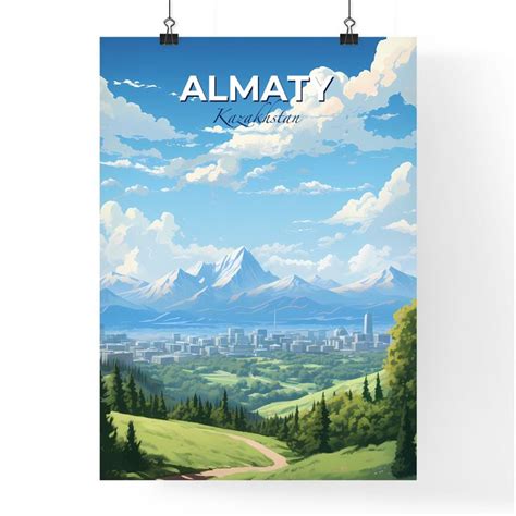 Almaty Kazakhstan Skyline - A Landscape Of A City And Mountains - Customizable Travel Gift ...