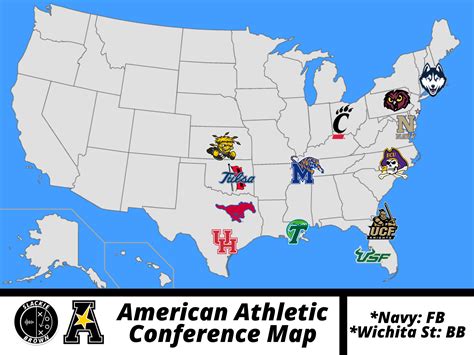 American Athletic Conference Map (Football & Basketball) - Slackie Brown DMV