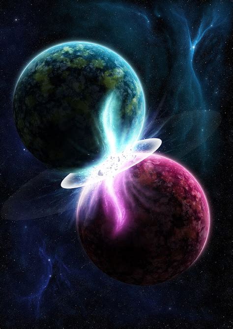 The collision of two planets, Planetary Collision, HD wallpaper | Peakpx