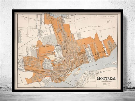 Old Map of Montreal Canada 1915 - VINTAGE MAPS AND PRINTS