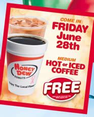 REMINDER: FREE Coffee at Honey Dew Donuts Today - I Crave Freebies