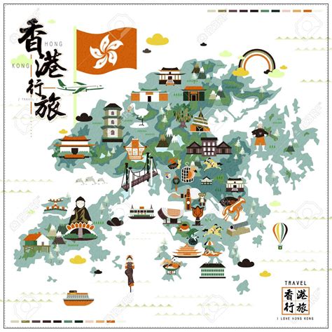 Hong Kong attractions map - Hong Kong tourist attractions map (China)