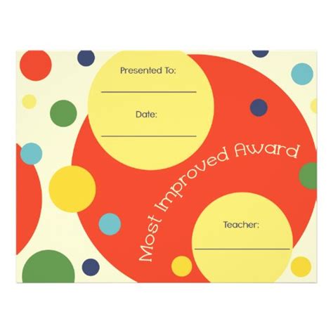 Most Improved Award Certificate - Polka Dots Letterhead | Zazzle