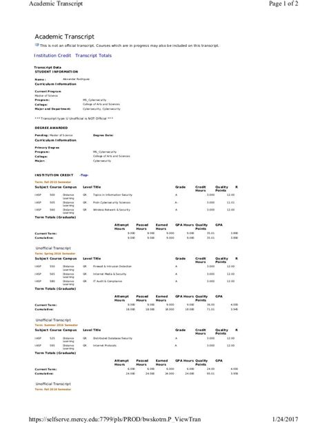 Mercy college transcript