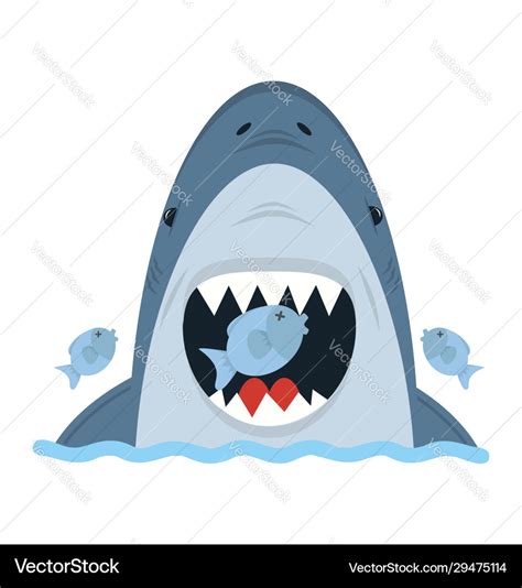 Big white shark eat small fish Royalty Free Vector Image