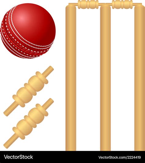 Cricket ball and stump Royalty Free Vector Image