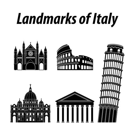 Bundle of Italy famous landmarks by silhouette style 11965567 Vector Art at Vecteezy