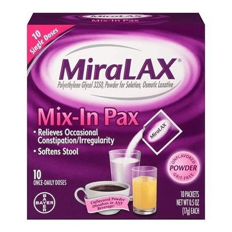 MiraLAX Laxative Powder Packets 10 packets per box - Pack of 1 ...