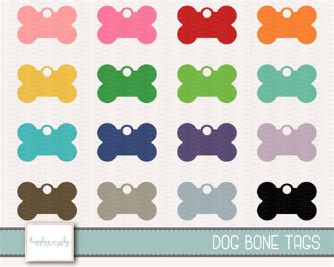 Dog Bone Tag dog Bone Clipart Set, Commercial Use, Instant Download, Digital Clipart, Clip Art ...