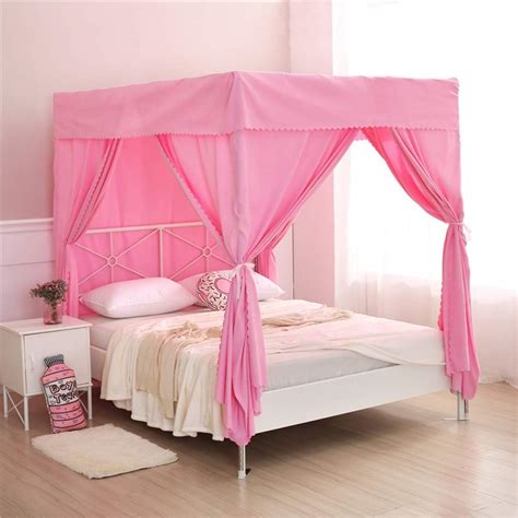 Amazon.com: Mengersi Solid Four Corner Post Bed Curtain Canopy for Girls Boys Kids (Queen, Pink ...