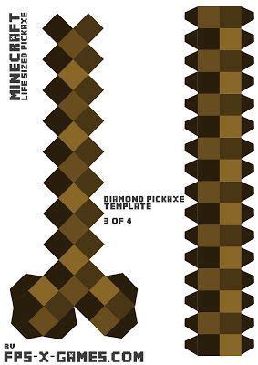 Minecraft life sized pickaxe stick printable template 3 of 4 Minecraft Crafts, Minecraft Png ...