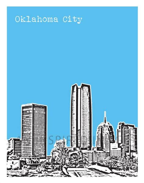 Oklahoma City Oklahoma Skyline Poster Art Print Image - Etsy