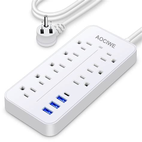 Surge Protector Power Strip , Extension Cord with 8 Outlets and 4 USB Ports, 5 Feet Power Cord ...