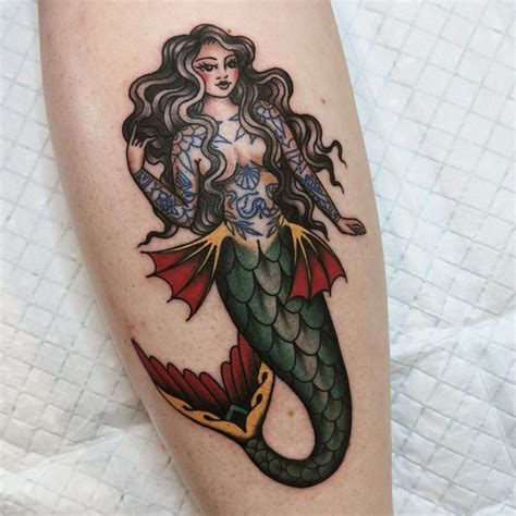 Traditional mermaid tattoo | Traditional mermaid tattoos, Mermaid ...