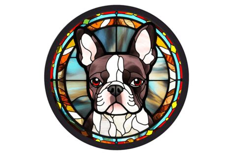 1 Stained Glass Cute Boston Terrier Png Designs & Graphics