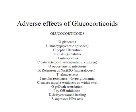 Nursing Mnemonics: Adverse effects of Glucocorticoids - StudyPK