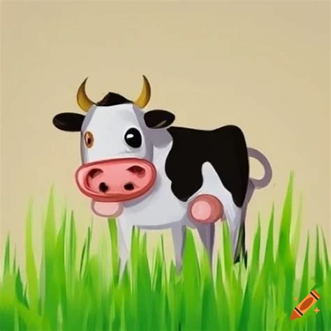 Adorable cow grazing on grass on Craiyon