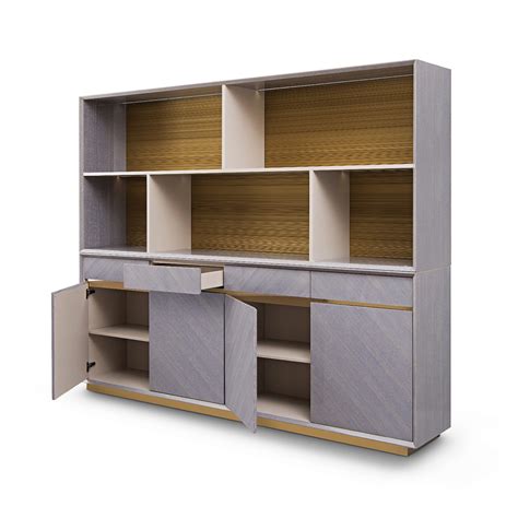 Wood veneer material design office furniture storage bookcase