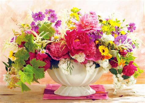 Download Pink Flower Colorful Vase Man Made Flower Wallpaper