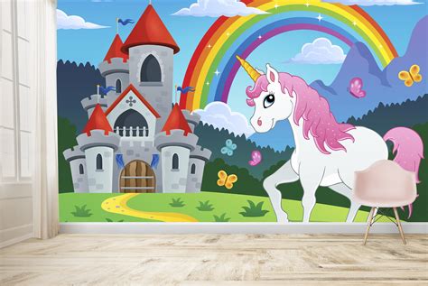 Unicorn Castle Wallpaper Wall Mural