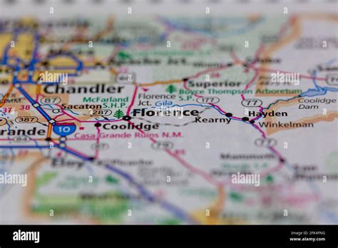 Florence Arizona USA shown on a geography map or road map Stock Photo - Alamy