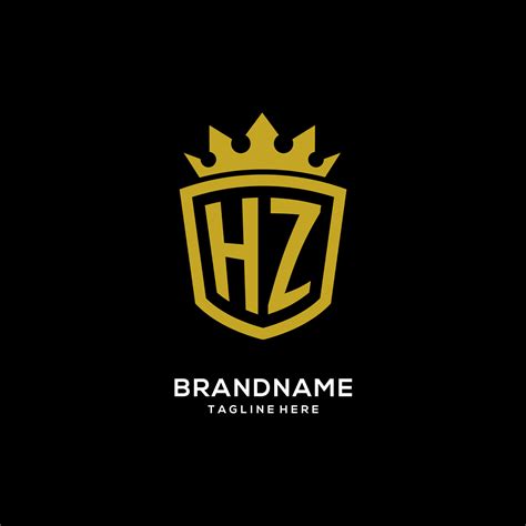 Initial HZ logo shield crown style, luxury elegant monogram logo design ...