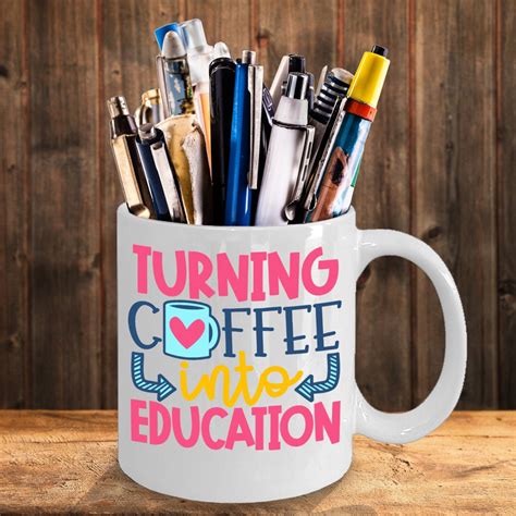 Favorite Teacher Mug/ Funny Teacher Mug/ School Teacher Mug/ Turning Coffee into Education Mug ...