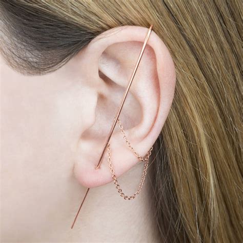 Rose Gold Delicate Chain Ear Cuff Earrings | Otis Jaxon Silver Jewellery