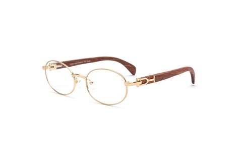 VWC Eyewear Oval Gold & Wood Eyeglasses | 18KT Gold-Plated Frame ...