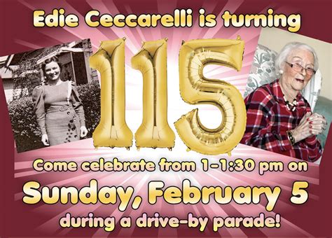 Willits' supercentenarian Edie Ceccarelli will turn 115 on Feb. 5 with a "drive-by parade,” now ...