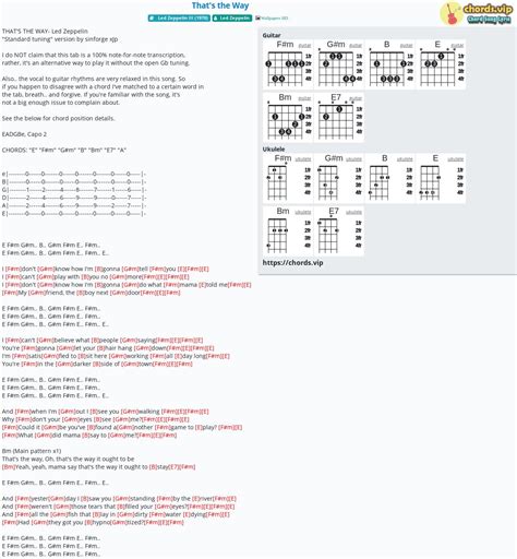 Hợp âm: That's the Way - cảm âm, tab guitar, ukulele - lời bài hát ...