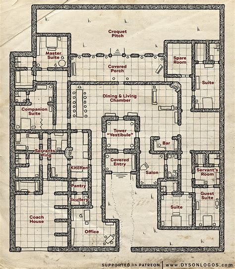 Single-Story Estate House – Alturiak Manor : r/dndmaps