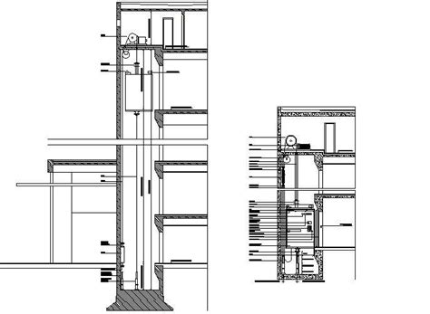 Lift elevator section detail dwg file - Cadbull