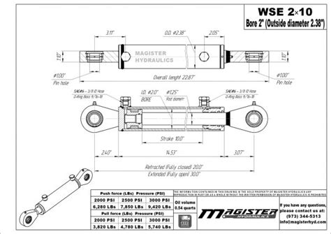 2 bore x 10 stroke hydraulic cylinder, welded swivel eye double acting ...