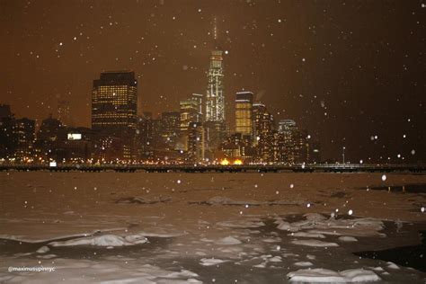 Beautiful scene in NYC of snow with One World Trade Center shining in the background. [PHOTO ...