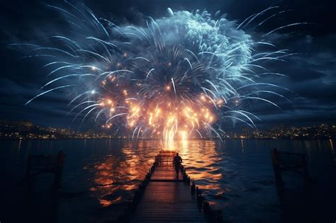 Premium AI Image | Long exposure photography of fireworks