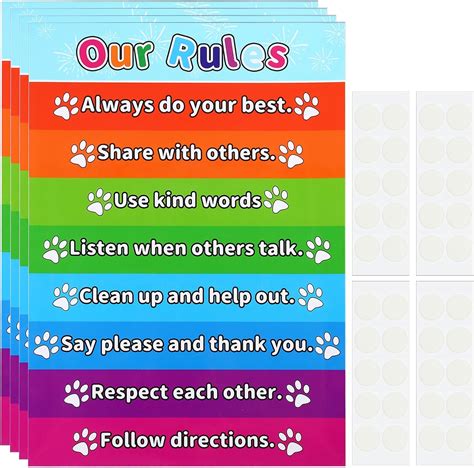 Amazon.com: PATIKIL 4pcs Rules Chart, 11x16inch House Rules Chart Out Rules Poster Classroom ...