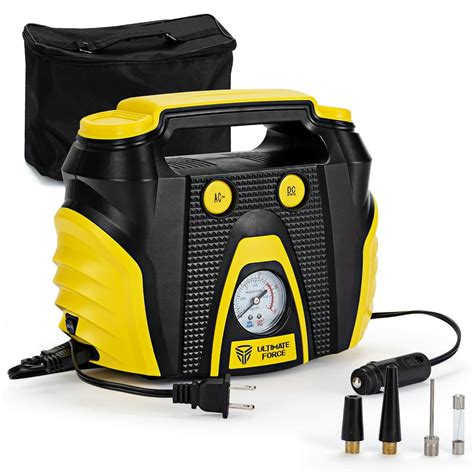 Portable Air Compressor Tire Inflator AC/DC Electric Pump w/ 3 Nozzle ...