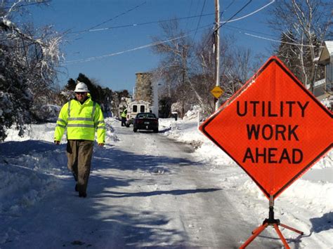 Narragansett: Miscellaneous, Winter Storm - Utility workers repair downed... - natural diasaster ...