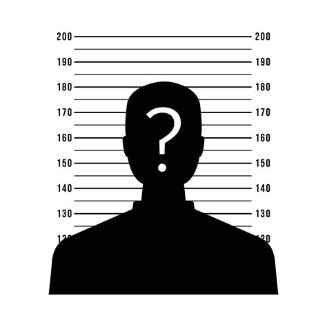 Silhouette of anonymous man with question mark in mugshot or police ...