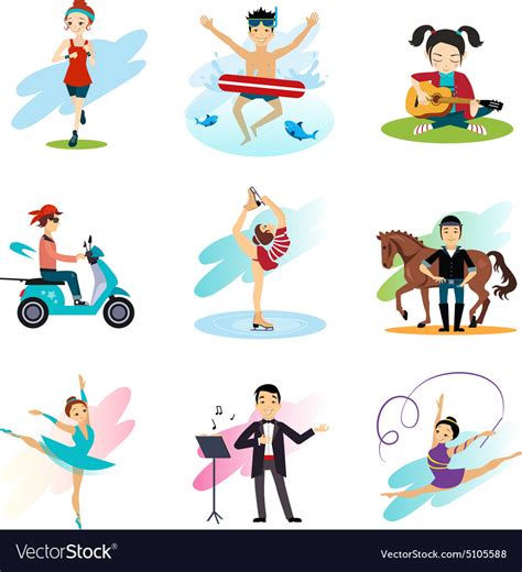 Active lifestyle hobbies healthy lifestyle set Vector Image